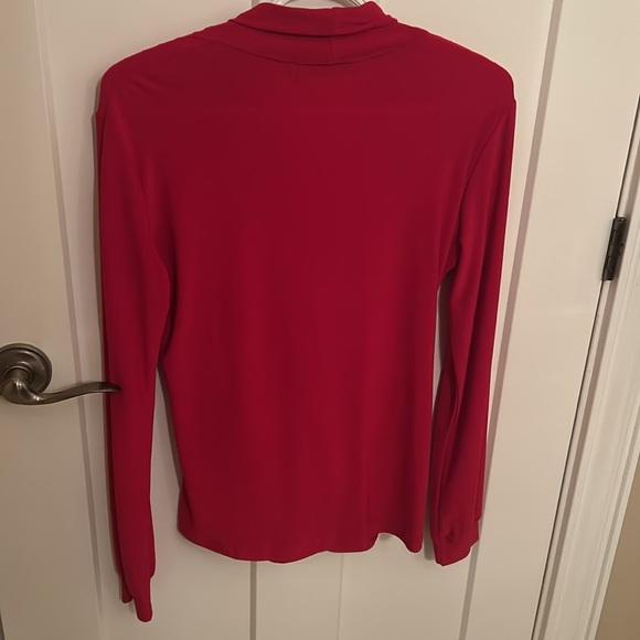 Lavena red rosette faux wrap top, size M - Picture 7 of 8
